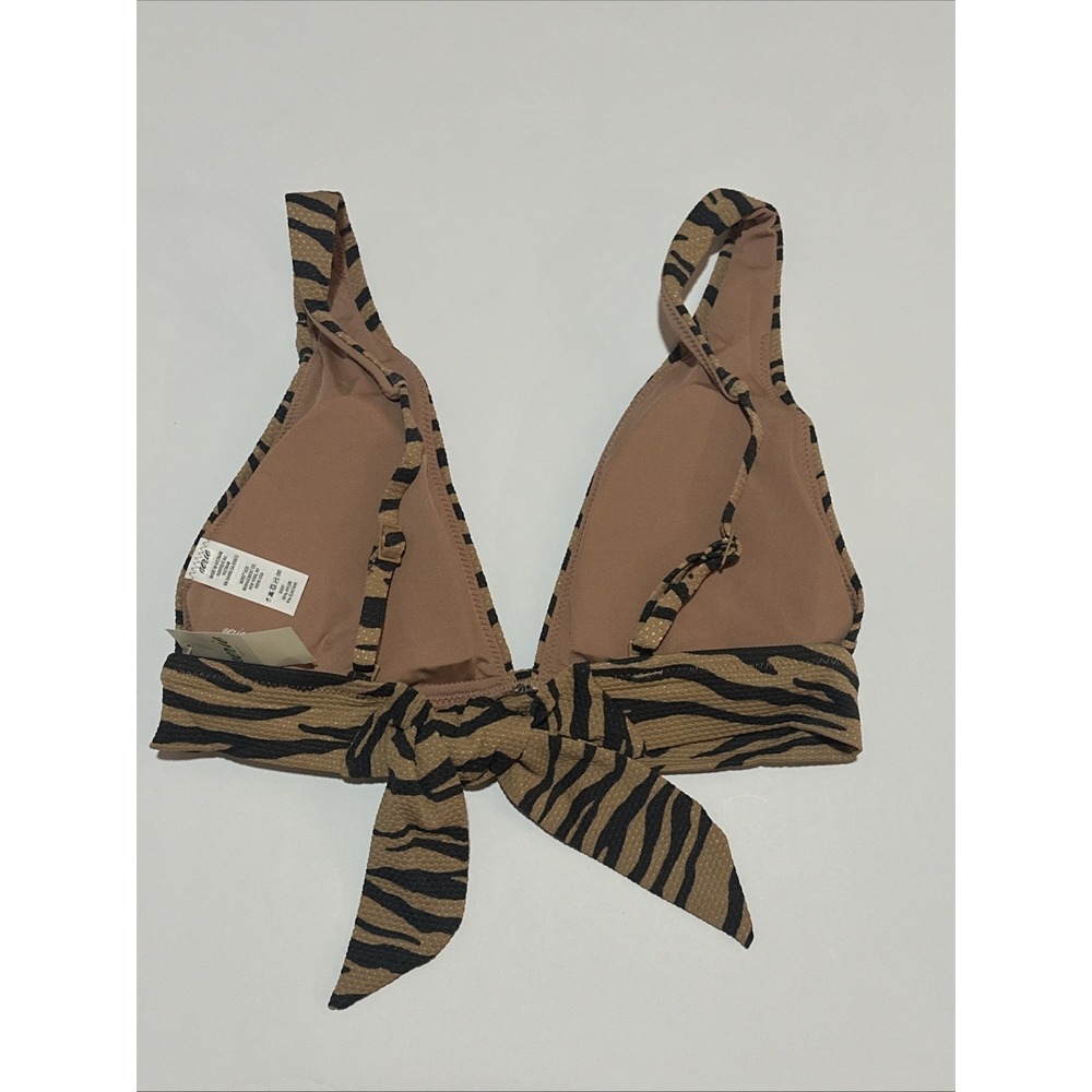 Aerie Triangle Tie Tiger Stripe Bikini Swim Top Black Tan Women's Small NWT - Picture 3 of 4